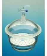 Desecador de vidrio para vacío con llave esmerilada 24/29, disco porcelana y de 300 mm de diámetro nominal de la marca Simax