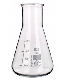 Matraz Erlenmeyer de vidrio de borosilicato y de boca ancha con capacidad de 1.000 ml