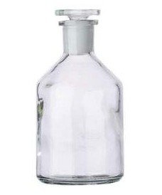 Frasco de vidrio transparente con boca estrecha de 250 ml y con tapón de vidrio esmerilado 19/26, recipiente de laboratorio.