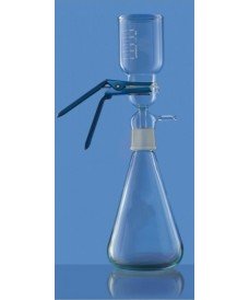 Equipo de filtración completo, con matraz de boca esmerilada de 1 litro y membrana de 47 mm