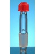 Adaptador de vidrio borosilicato para termómetros, junta esmerilada macho 19/26, salida rosca GL14, con arandela y orificio de 7