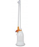 Bureta Schilling de vidrio con franja completa de 25 ml con ajuste automático y frasco de plástico de 1 litro.