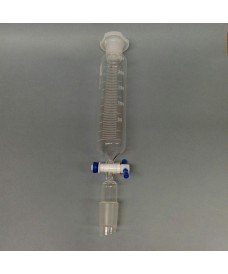 Embudo de carga graduado en vidrio de borosilicato de 250 ml de capacidad y llave de paso recta de teflón con juntas esmeriladas