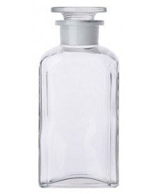 Frasco de vidrio transparente rectangular de 250 ml con tapón de vidrio esmerilado 29/22.