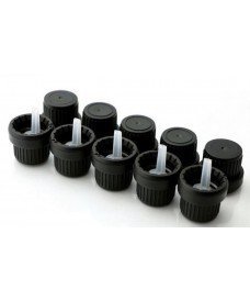 18mm Black Tamper Evident Screw Closure with Skirt & Vertical Dropper Insert for Oils