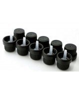 18mm Black Tamper Evident Screw Closure with Skirt & Vertical Dropper Insert for Oils