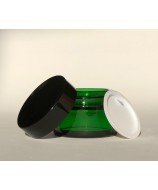 Pot en verre vert 30 ml avec couvercle noir