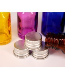 Silver aluminium cap for bottles with 18 mm screw neck