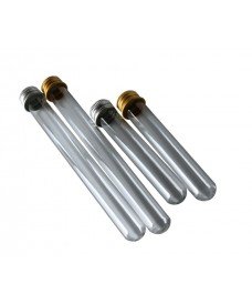 Tube à essai en verre de 16x160mm avec bouchon à vis en aluminium doré ou argenté