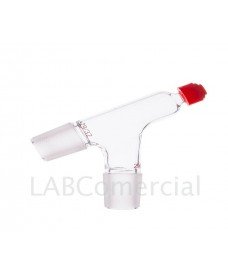 Accesorio de vidrio borosilicato para montajes, acodado, juntas esmeriladas normalizadas 29/32 y salida para termómetro