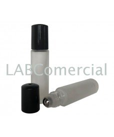 Forsted clear glass tube with stainless steel roll-on and 10 ml capacity