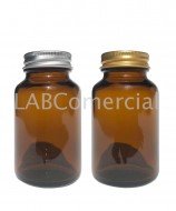 Flacon poudrier jaune 60 ml avec couvercle à vis aluminium