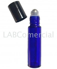 Blue glass tube with stainless steel roll-on and 10 ml capacity