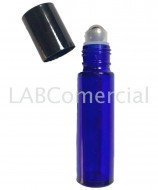 Blue glass tube with stainless steel roll-on and 10 ml capacity