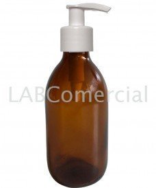 125 ml amber glass bottle and white dosing pump