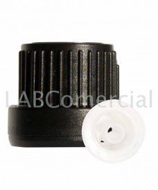 18mm Black Tamper Evident Screw Closure with Skirt & Vertical Dropper Insert for Oils