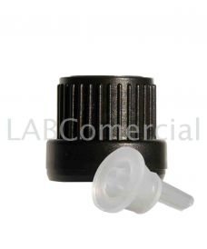 18mm Black Tamper Evident Screw Closure with Skirt & Vertical Dropper Insert