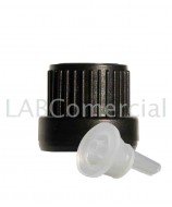 18mm Black Tamper Evident Screw Closure with Skirt & Vertical Dropper Insert