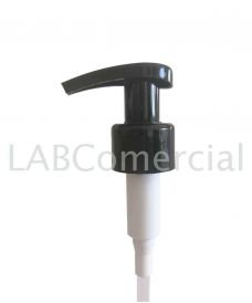 Bouchon distributeur à pompe noir pour bouteilles et flacons avec pas de vis de 24 mm