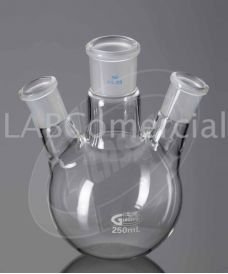 Ballon sphérique en verre borosilicaté avec trois cols rodés de 29/32 et une capacité de 1 000 ml.