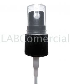 Screw-on pump spray cap DIN18 black with protective cap