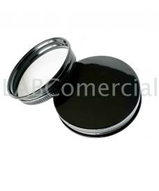 51 mm black aluminium screw cap, not tamper evident seal.