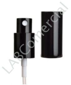 High quality spray pump: black colour, 18 mm screw cap, with overcap.