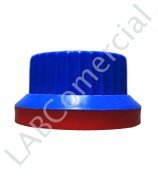 Blue GL45 screw cap with red safety ring and inner skirt to guarantee the tightness of the contents of your bottle.