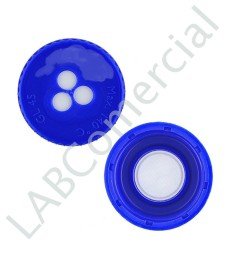 Blue GL45 screw cap with 3 ventilation holes specially designed for cell culture processes