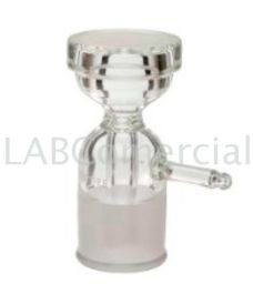 Base en verre 40/38 avec plaque filtrante et prise de vide, joint femelle en verre rodé.