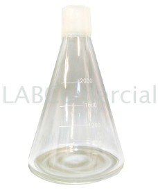 Fiole conique en verre de 2 000 ml de capacité avec une embouchure standard mâle à rodage 50/42.