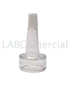 Bouchon transparent avec poire pour flacons et récipients avec un col à vis de 20 mm de diamètre.