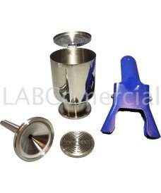 Las piezas que componen el portafiltros completo de acero inoxidable para filtros de membrana de 47 mm.