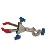 Pinza de tres dedos con protección de PVC y de metal cromado, con nuez giratoria y con apertura hasta 70 mm.